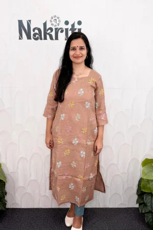 Linen embroidered casual kurti