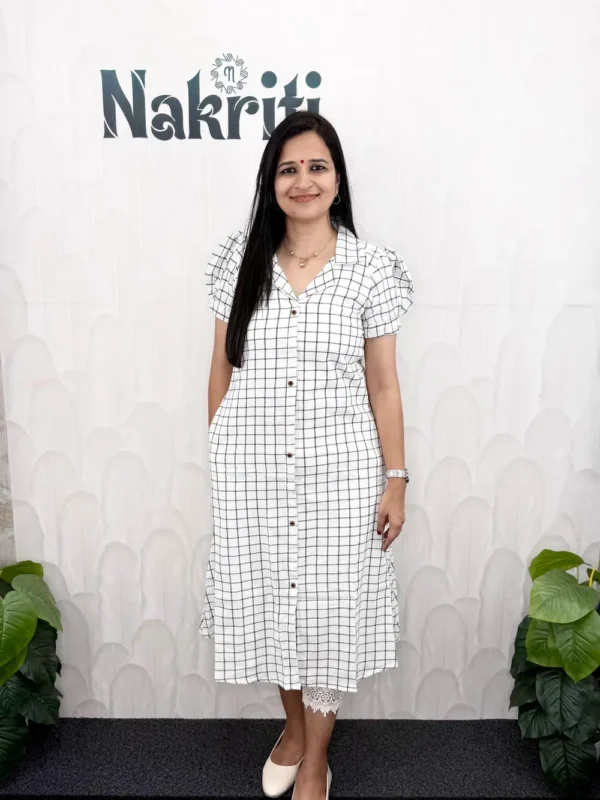 Checked A line cotton Kurti