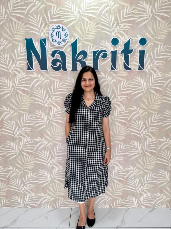 Checked A-line Cotton Kurti