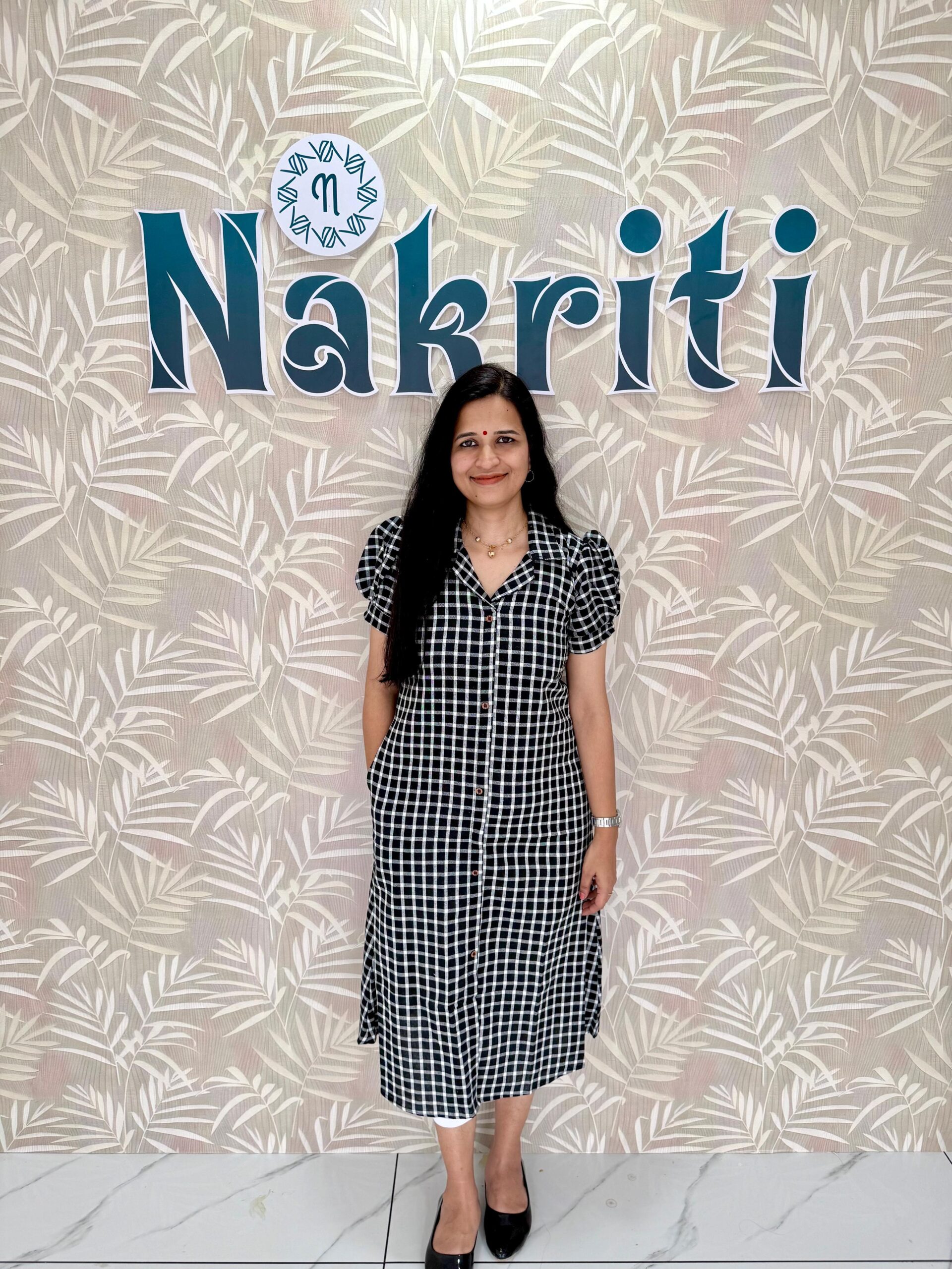 Checked A-line Cotton Kurti