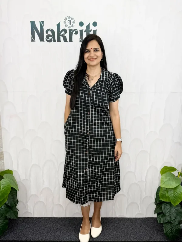Checked A line cotton Kurti