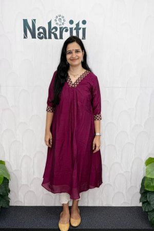 Designer silk A line kurti