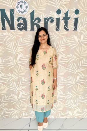 Floral print tissue silk kurti