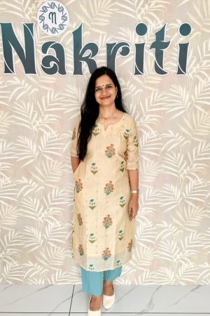 Floral print tissue silk kurti