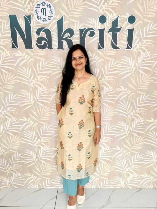 Floral print tissue silk kurti