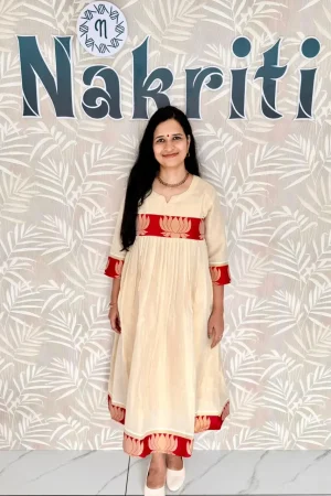 Onam special kurti with lotus design
