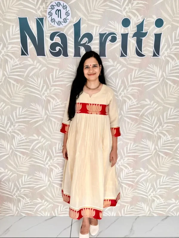 Onam special kurti with lotus design