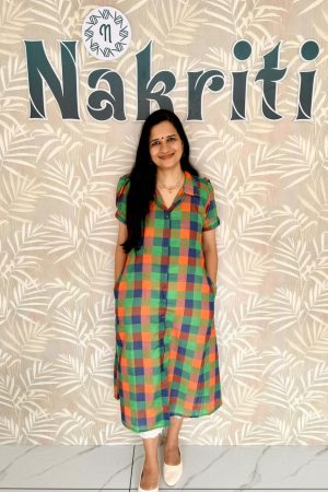 Madras Checked cotton A line kurti