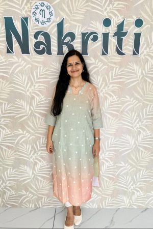 Linen embroidered casual kurti