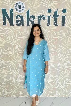 Linen embroidered casual kurti