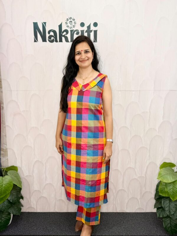 N2194 Madras checked pure cotton co-ord sets