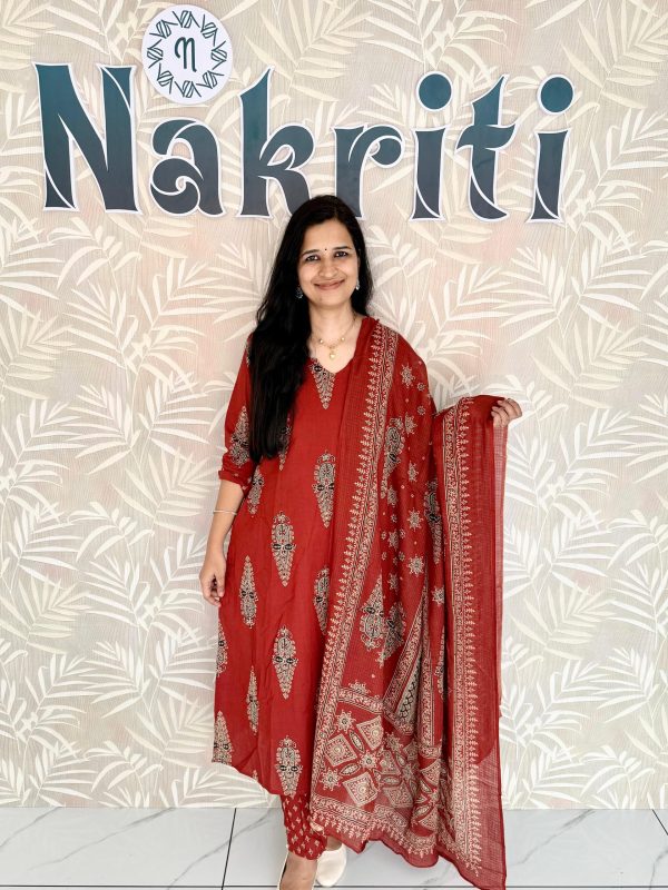 N2225-1 Ajrakh pure cotton salwar set (3pc set)