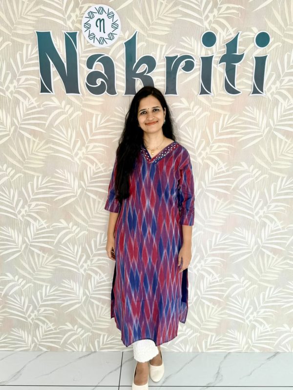 N2237-1 Ikat pure cotton kurti