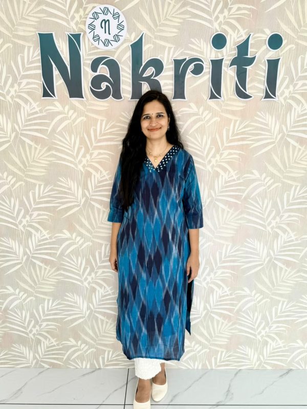 N2237 Ikat pure cotton kurti