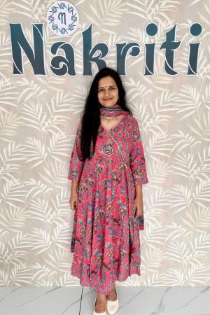 Anarkali cotton salwar set (3pc set)