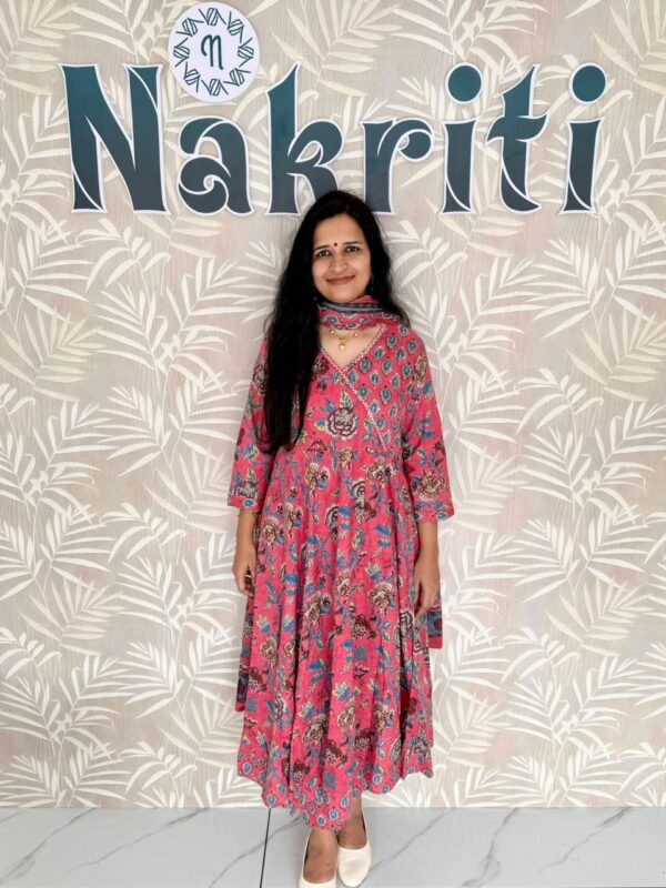 Anarkali cotton salwar set (3pc set)