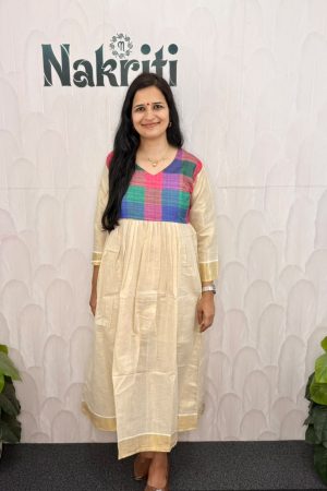 Onam special kurti with madras check design