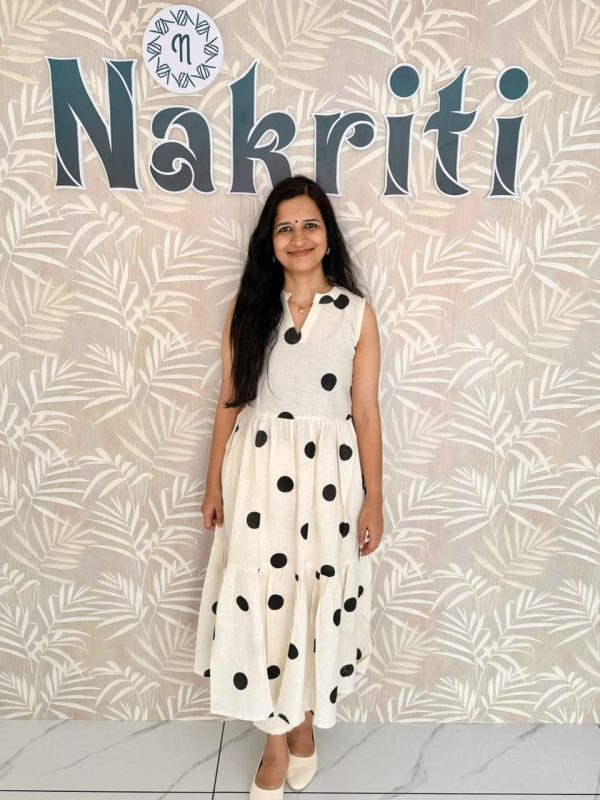 Polka dots jute cotton kurti