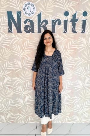 Bandhani printed soft silk kurti