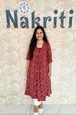Bandhani printed soft silk kurti