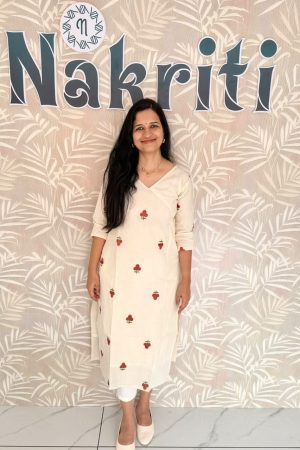 Jute cotton embroidered kurti