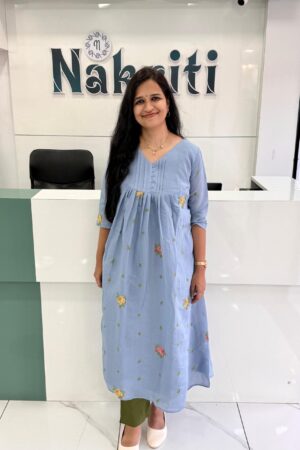 Mul chanderi embroidered kurti